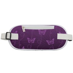 Purple Butterflies Pattern Rounded Waist Pouch by SpinnyChairDesigns