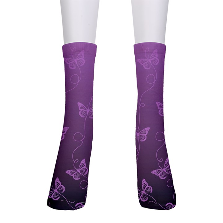 Purple Butterflies Pattern Men s Crew Socks