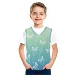 White Butterflies On Blue And Light Green Kids  Sportswear by SpinnyChairDesigns