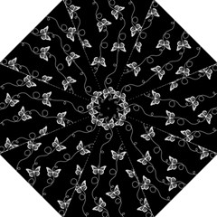 Black And White Butterfly Pattern Folding Umbrellas by SpinnyChairDesigns