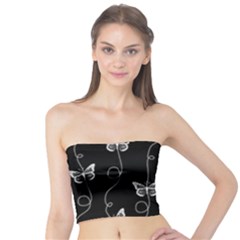 Black And White Butterfly Pattern Tube Top by SpinnyChairDesigns