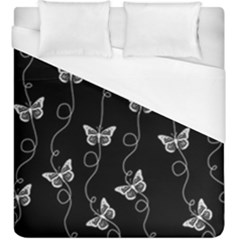 Black And White Butterfly Pattern Duvet Cover (king Size) by SpinnyChairDesigns