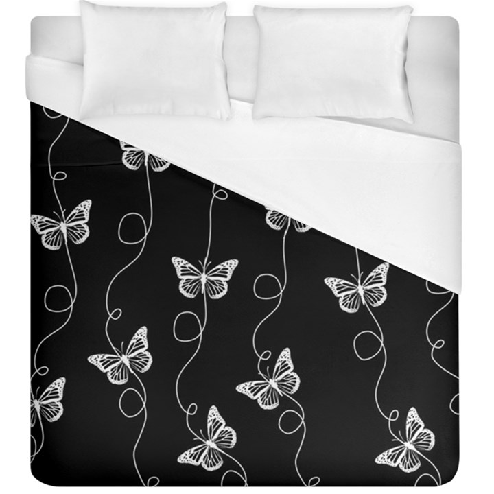 Black and White Butterfly Pattern Duvet Cover (King Size)