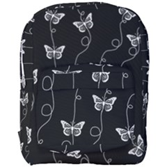 Black And White Butterfly Pattern Full Print Backpack by SpinnyChairDesigns