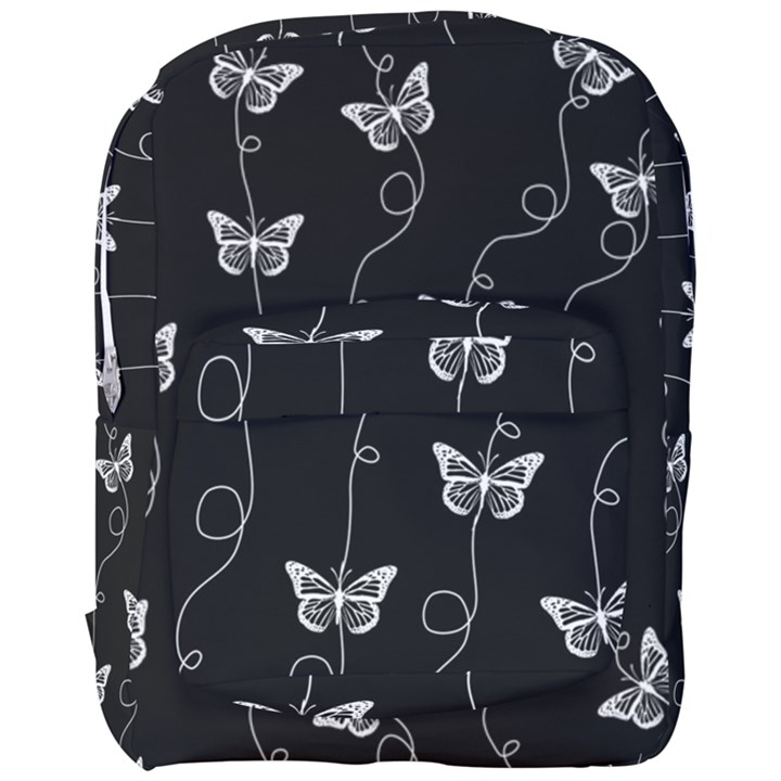 Black and White Butterfly Pattern Full Print Backpack