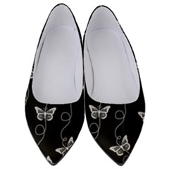 Black And White Butterfly Pattern Women s Low Heels by SpinnyChairDesigns