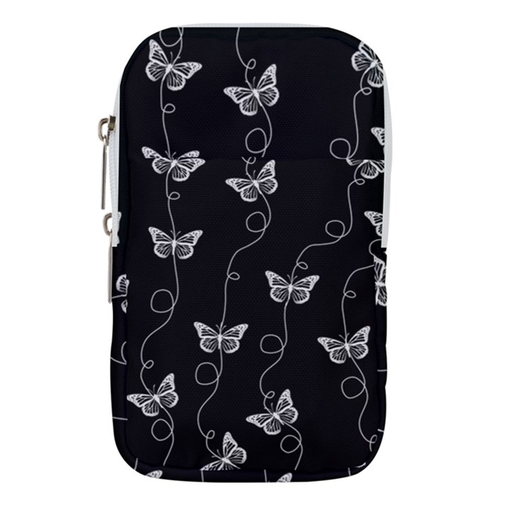 Black and White Butterfly Pattern Waist Pouch (Large)