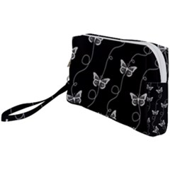 Black And White Butterfly Pattern Wristlet Pouch Bag (small) by SpinnyChairDesigns