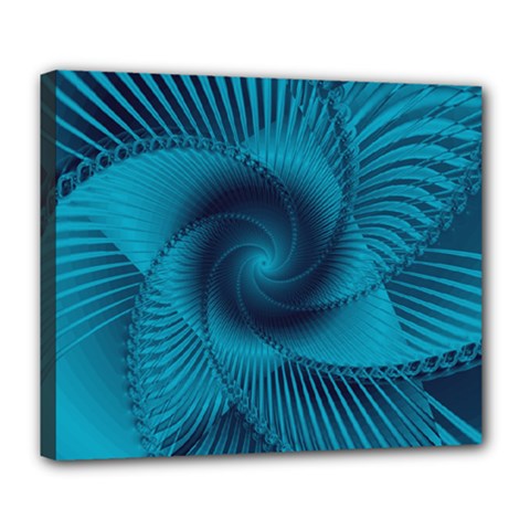 Cerulean Blue Pinwheel Floral Design Deluxe Canvas 24  X 20  (stretched) by SpinnyChairDesigns