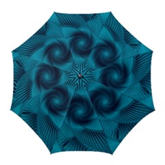 Cerulean Blue Pinwheel Floral Design Golf Umbrellas by SpinnyChairDesigns