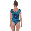 Cerulean Blue Pinwheel Floral Design Short Sleeve Leotard  View2