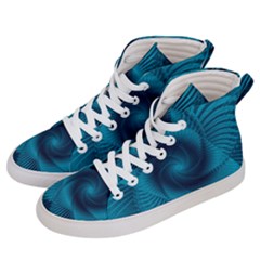 Cerulean Blue Pinwheel Floral Design Men s Hi-top Skate Sneakers by SpinnyChairDesigns