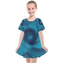 Cerulean Blue Pinwheel Floral Design Kids  Smock Dress View1