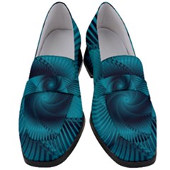 Cerulean Blue Pinwheel Floral Design Women s Chunky Heel Loafers by SpinnyChairDesigns