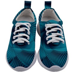 Cerulean Blue Pinwheel Floral Design Kids Athletic Shoes by SpinnyChairDesigns