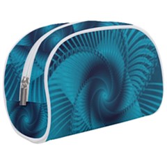 Cerulean Blue Pinwheel Floral Design Makeup Case (medium) by SpinnyChairDesigns