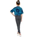 Cerulean Blue Pinwheel Floral Design Kids Mock Neck Tee View2