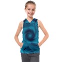 Cerulean Blue Pinwheel Floral Design Kids  Sleeveless Hoodie View1