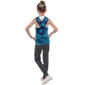 Cerulean Blue Pinwheel Floral Design Kids  Sleeveless Hoodie View2