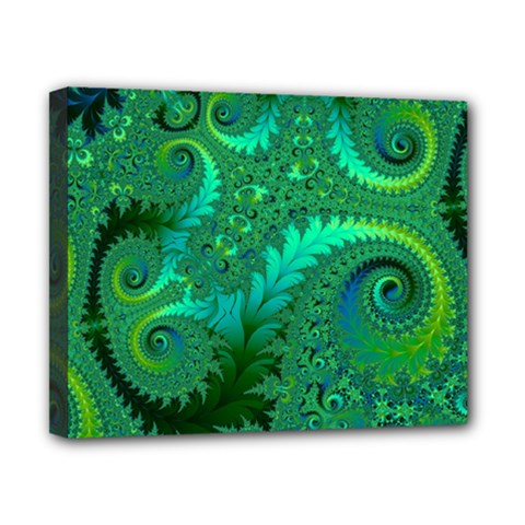 Green Floral Fern Swirls And Spirals Canvas 10  X 8  (stretched) by SpinnyChairDesigns