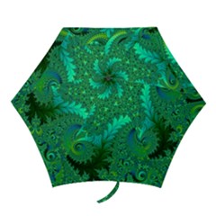 Green Floral Fern Swirls And Spirals Mini Folding Umbrellas by SpinnyChairDesigns