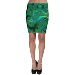 Green Floral Fern Swirls And Spirals Bodycon Skirt by SpinnyChairDesigns