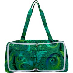 Green Floral Fern Swirls And Spirals Multi Function Bag by SpinnyChairDesigns