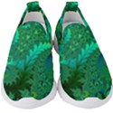 Green Floral Fern Swirls and Spirals Kids  Slip On Sneakers View1