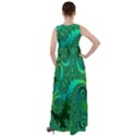 Green Floral Fern Swirls and Spirals Empire Waist Velour Maxi Dress View2