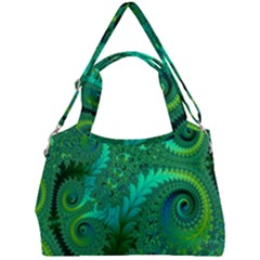 Green Floral Fern Swirls And Spirals Double Compartment Shoulder Bag by SpinnyChairDesigns