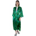 Green Floral Fern Swirls and Spirals Maxi Satin Kimono View1