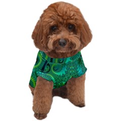 Green Floral Fern Swirls And Spirals Dog T-shirt by SpinnyChairDesigns