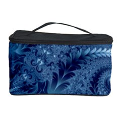 Blue Floral Fern Swirls And Spirals  Cosmetic Storage by SpinnyChairDesigns