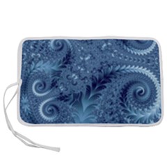 Blue Floral Fern Swirls And Spirals  Pen Storage Case (m) by SpinnyChairDesigns