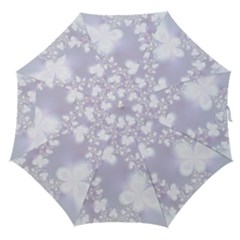 Pale Violet And White Floral Pattern Straight Umbrellas by SpinnyChairDesigns