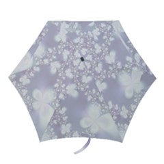 Pale Violet And White Floral Pattern Mini Folding Umbrellas by SpinnyChairDesigns