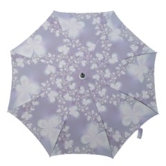 Pale Violet And White Floral Pattern Hook Handle Umbrellas (small) by SpinnyChairDesigns