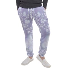 Pale Violet And White Floral Pattern Men s Jogger Sweatpants by SpinnyChairDesigns