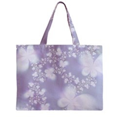 Pale Violet And White Floral Pattern Zipper Mini Tote Bag by SpinnyChairDesigns