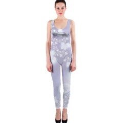 Pale Violet And White Floral Pattern One Piece Catsuit by SpinnyChairDesigns