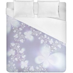 Pale Violet And White Floral Pattern Duvet Cover (california King Size) by SpinnyChairDesigns