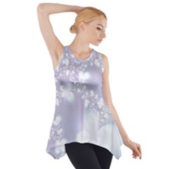 Pale Violet And White Floral Pattern Side Drop Tank Tunic by SpinnyChairDesigns