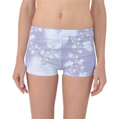 Pale Violet And White Floral Pattern Reversible Boyleg Bikini Bottoms by SpinnyChairDesigns