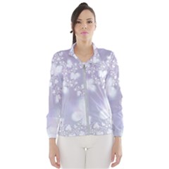 Pale Violet And White Floral Pattern Women s Windbreaker by SpinnyChairDesigns