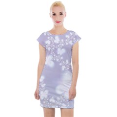 Pale Violet And White Floral Pattern Cap Sleeve Bodycon Dress by SpinnyChairDesigns