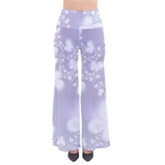 Pale Violet And White Floral Pattern So Vintage Palazzo Pants by SpinnyChairDesigns