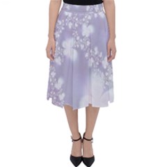 Pale Violet And White Floral Pattern Classic Midi Skirt by SpinnyChairDesigns