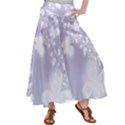 Pale Violet and White Floral Pattern Satin Palazzo Pants View1