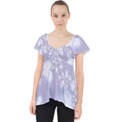 Pale Violet And White Floral Pattern Lace Front Dolly Top by SpinnyChairDesigns