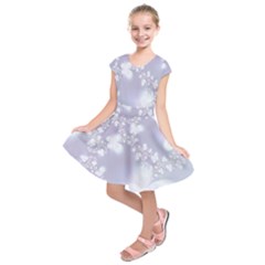 Pale Violet And White Floral Pattern Kids  Short Sleeve Dress by SpinnyChairDesigns